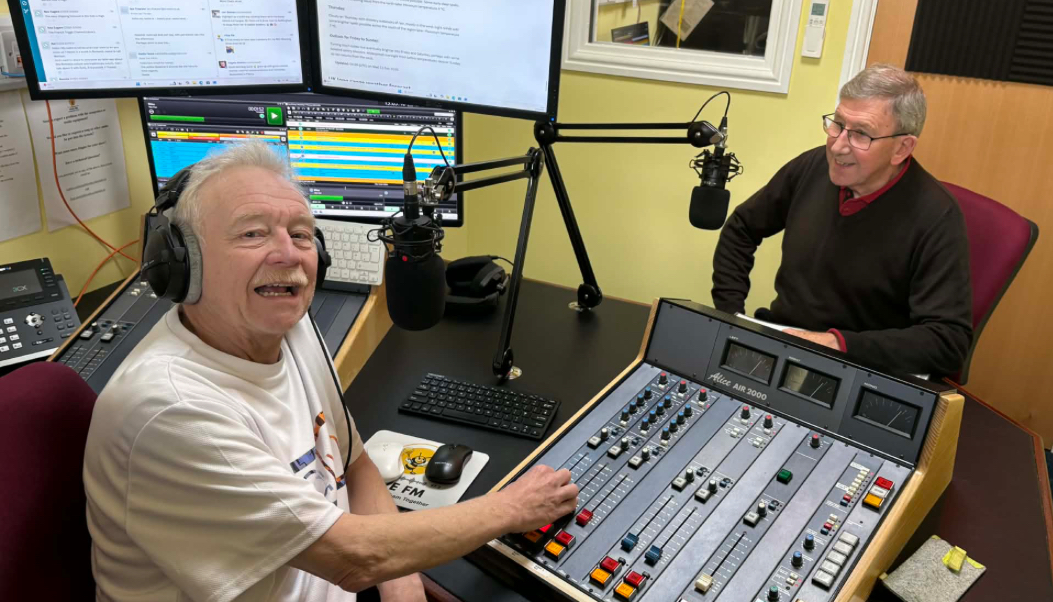 Paul Martin, left, in the studio with Peter